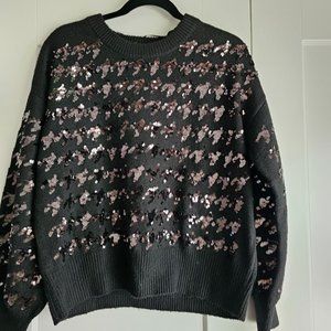 Women's Nine West Sequin Sweater, NWT Black, Large